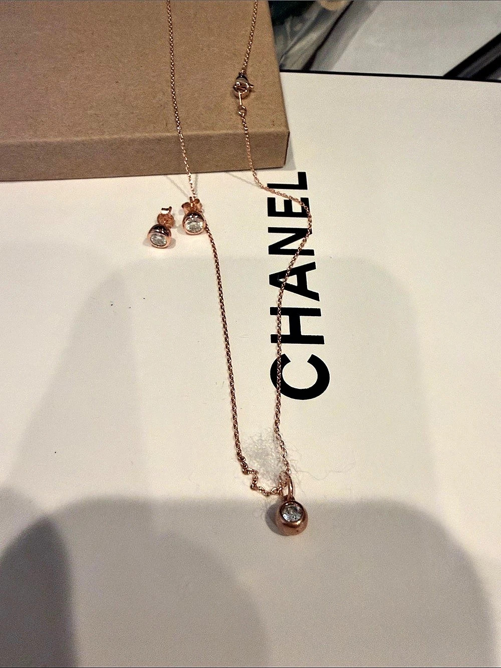 Rose Gold-Tone Necklace & Earrings Like New, never used.